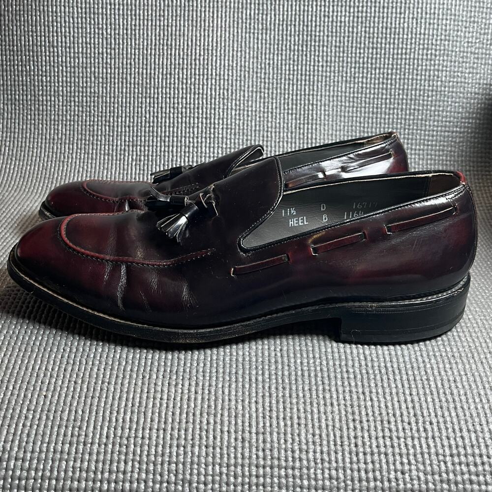 Nettleton‎ Loafers Mens 11.5 Burgundy Red Leather Tassel Slip On Casual Business
